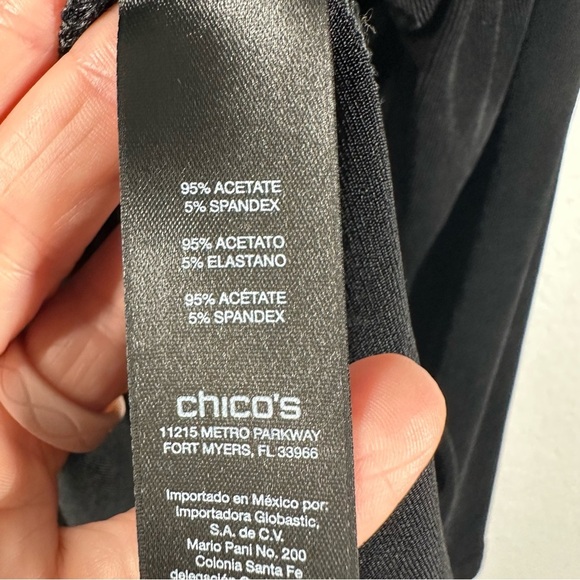 Chico's Travelers Top Women's 2 US Large L Black Long Sleeve Asymmetrical‎ Shirt - Picture 3 of 6